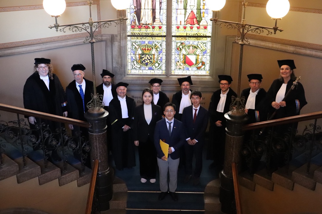 Xiaobin Pan with his paranymphs and PhD defense committee at Utrecht University